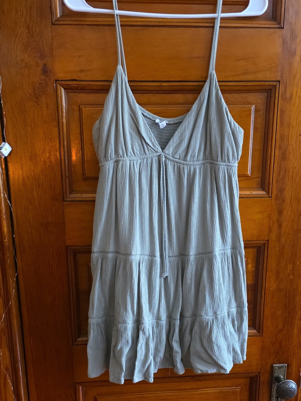 Garage  Sage Green Tiered Spaghetti Strap Sundress